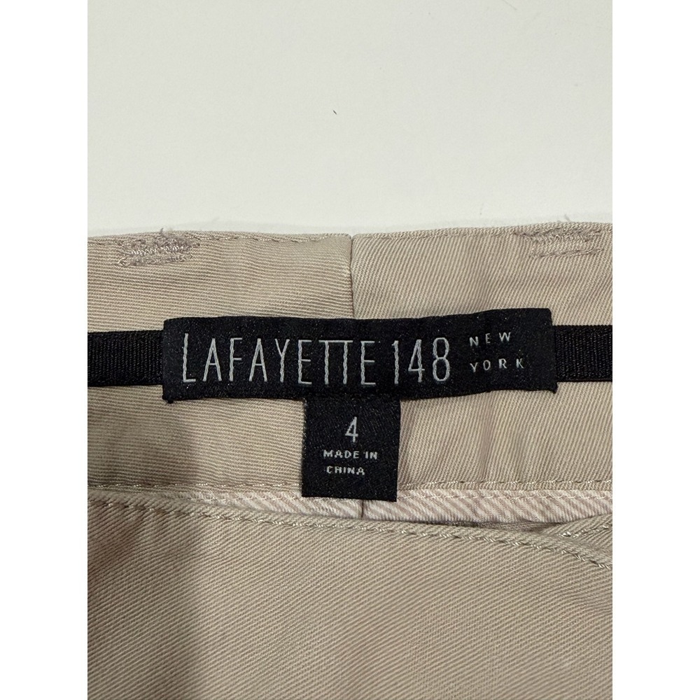 Lafayette 148 New York Beige Cotton Lycra Stretch Slim Straight Leg Pants Sz 4 - Picture 4 of 12